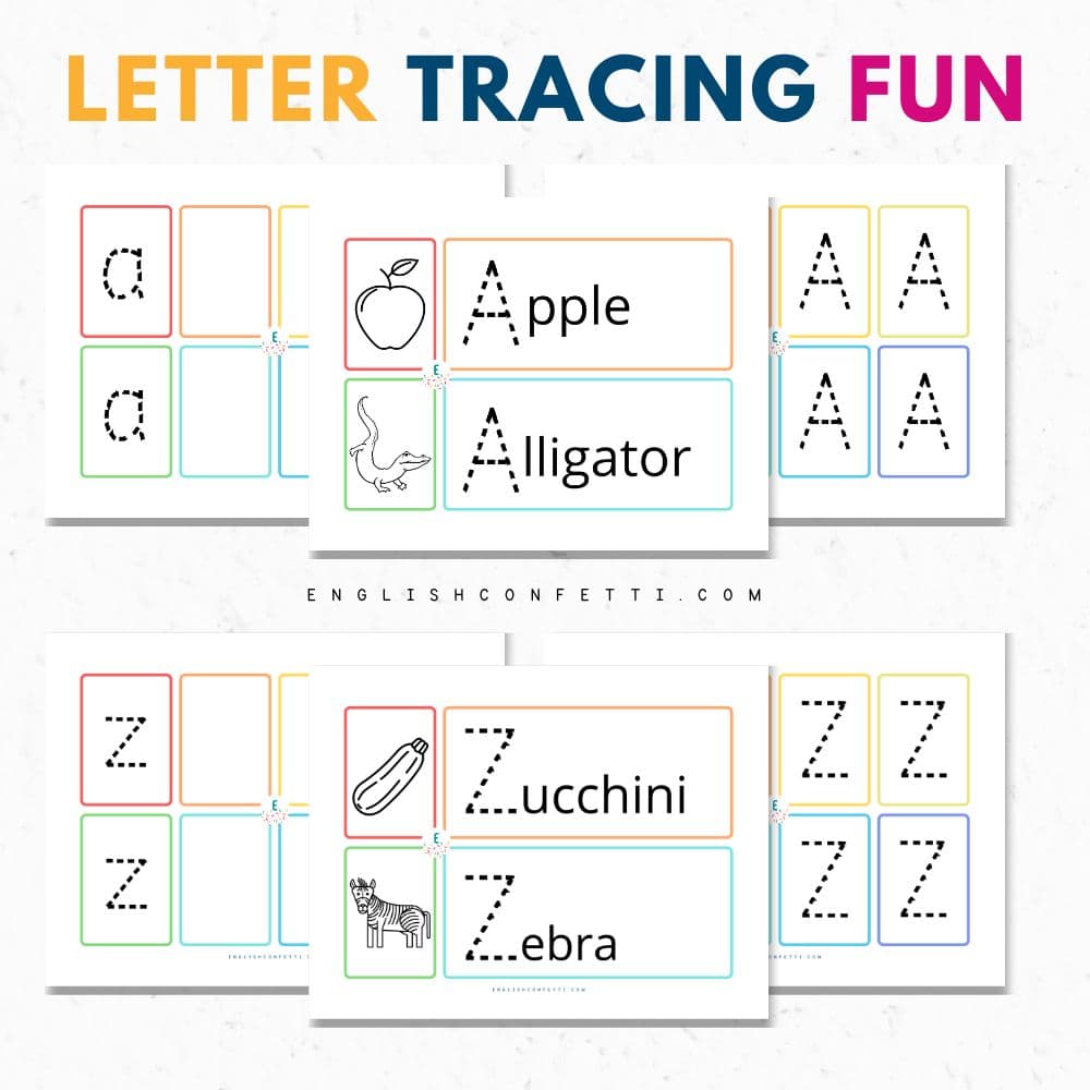 Alphabet letter tracing worksheet printables for children 