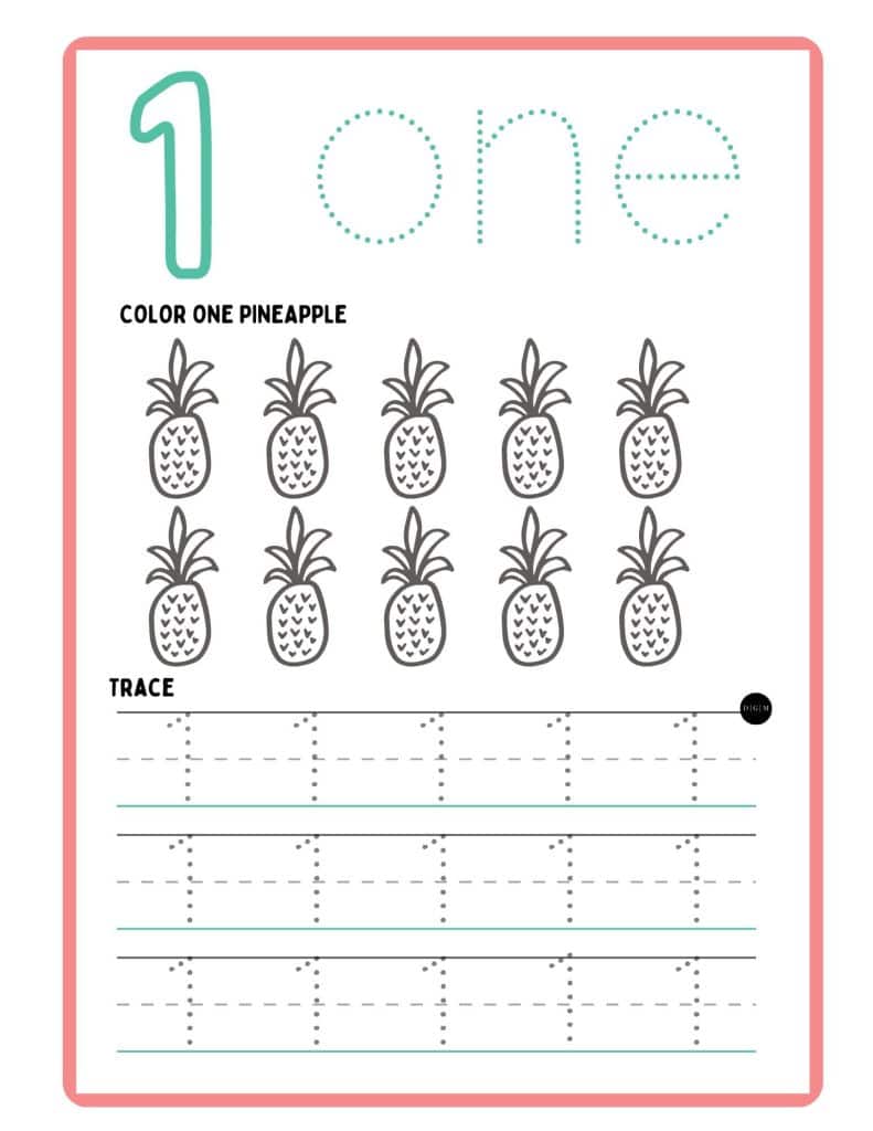 Number Practice Sheets Number 1