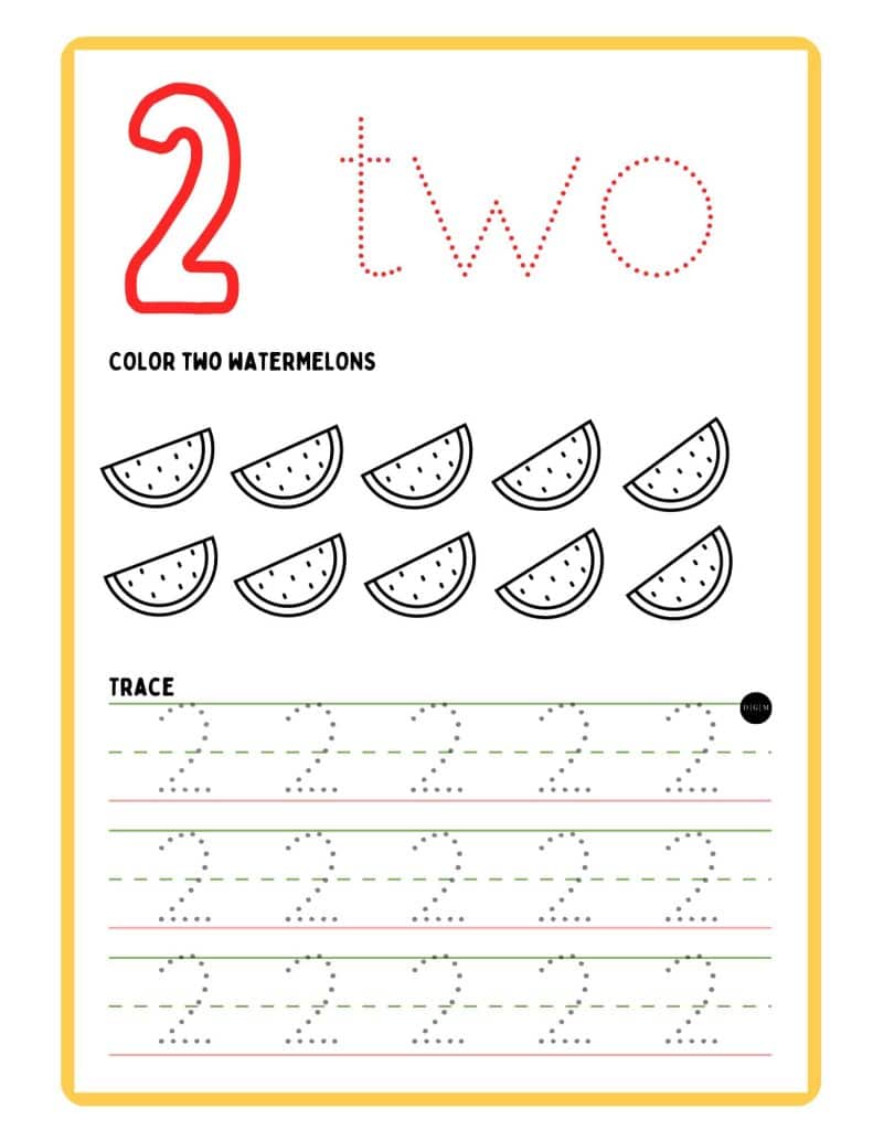 Number Practice Sheets Number 2