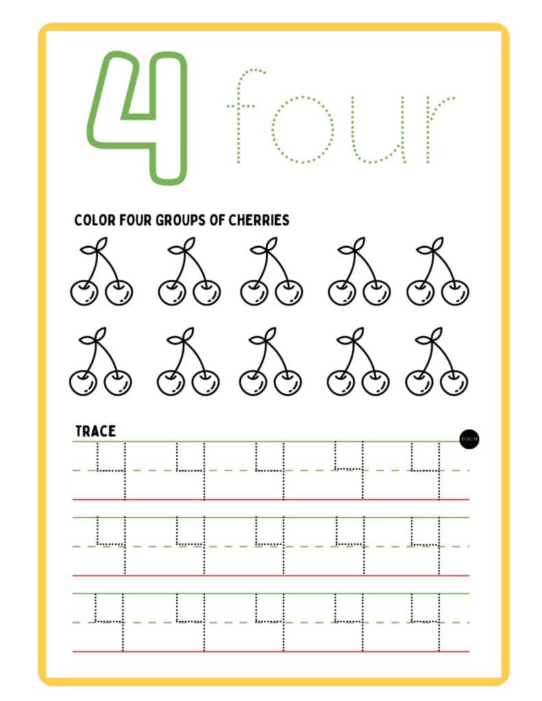 Number Practice Sheets Number 4