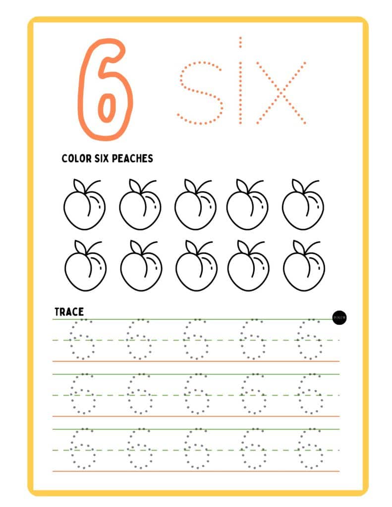 Number Practice Sheets Number 6