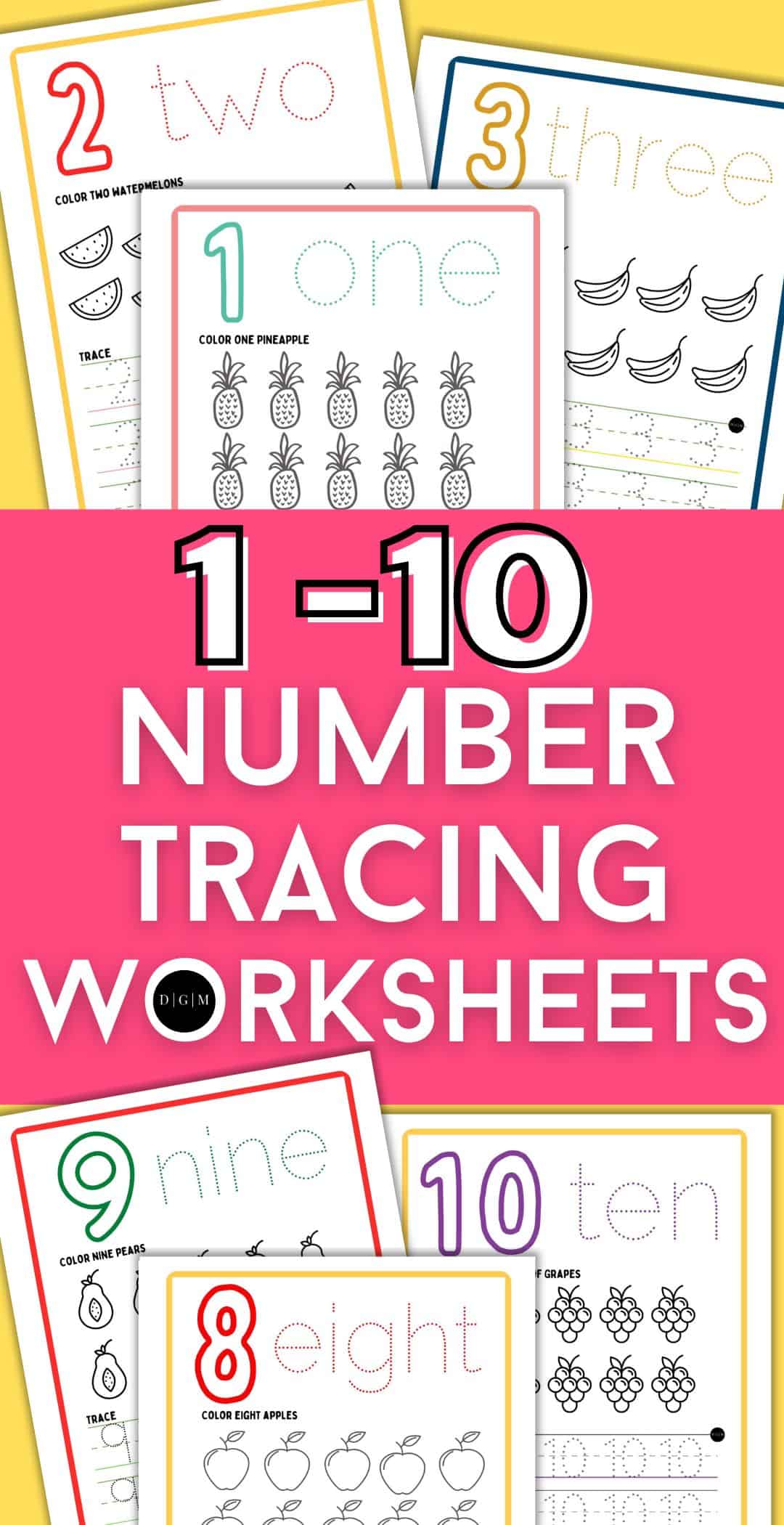 Number tracing worksheets, number practice sheets,