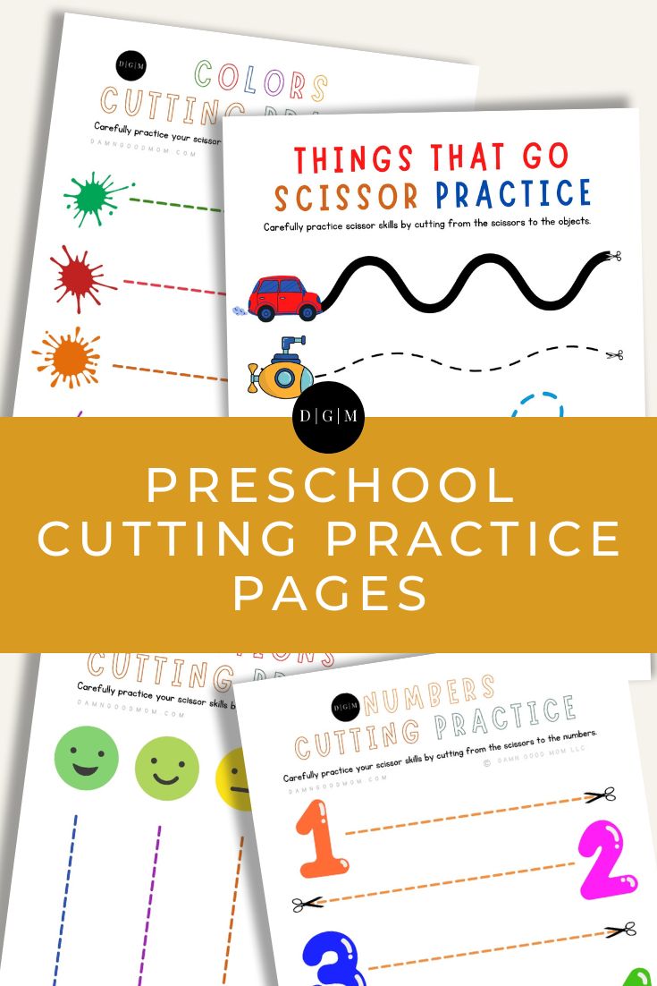 Preschool Cutting Practice Pages for developing pre-writing skills and gross motor skills